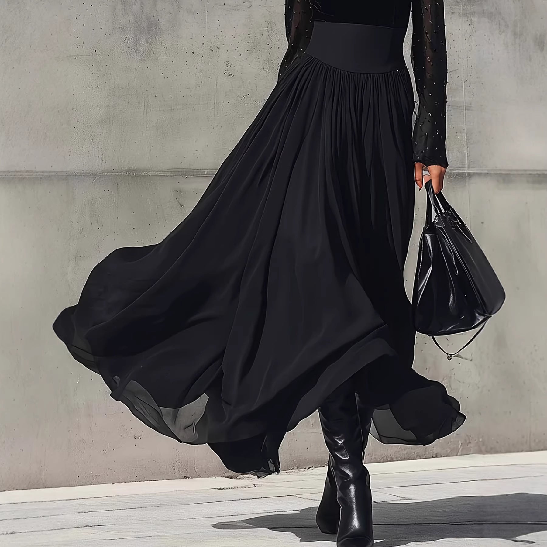 High-end Solid-color Skirt That Exudes An Elegant Aura
