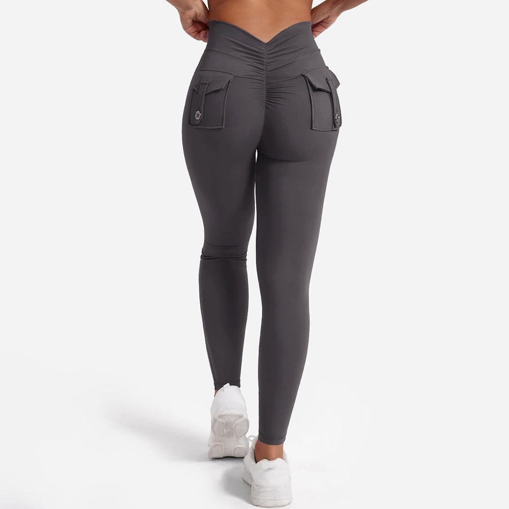 Peach Hip Yoga Pants Pocket Sweet Cool Workwear For Women