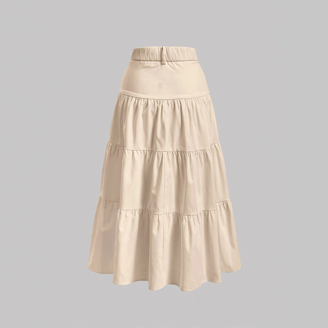 Stylish Womens Solid-color High-waisted Skirt