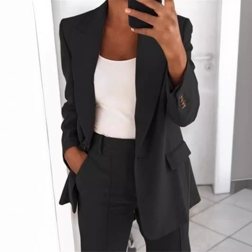 Stylish Solid-color Slim-fit Professional Trousers