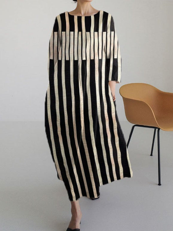Loose-fitting Geometric Retro Maxi Skirt
