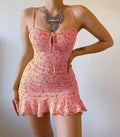 Floral Strap Chest Hollow Dress