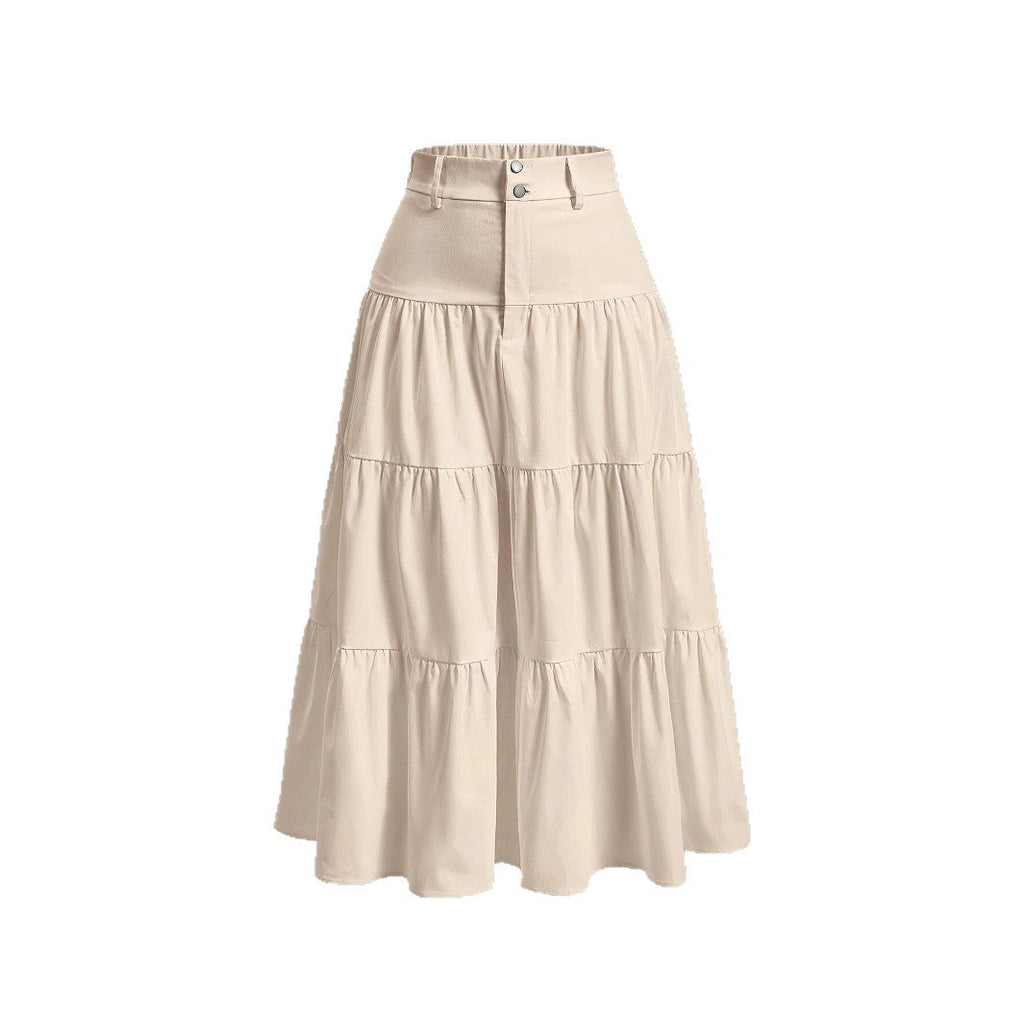 Stylish Womens Solid-color High-waisted Skirt