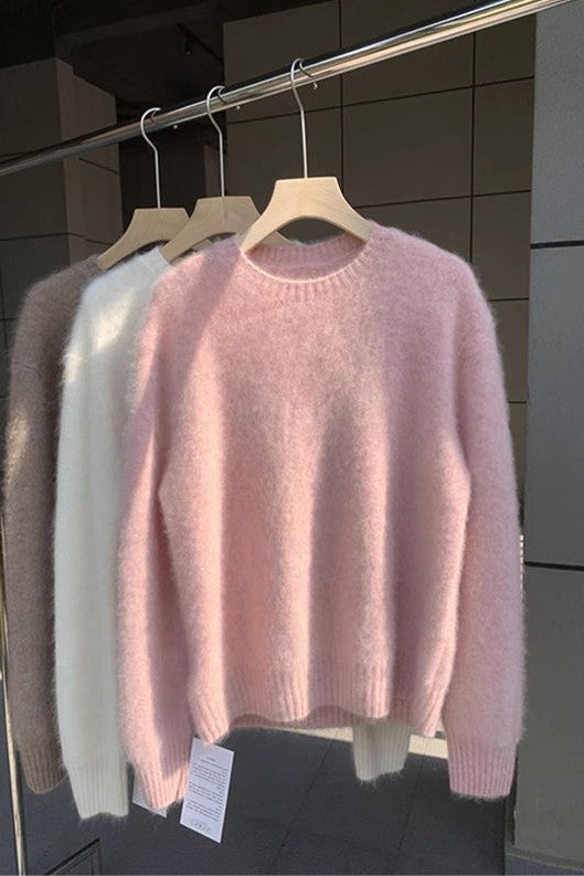 Thickened Cozy Mohair Sweater For Women In A Relaxed Laid-back Style For Fall And Winter