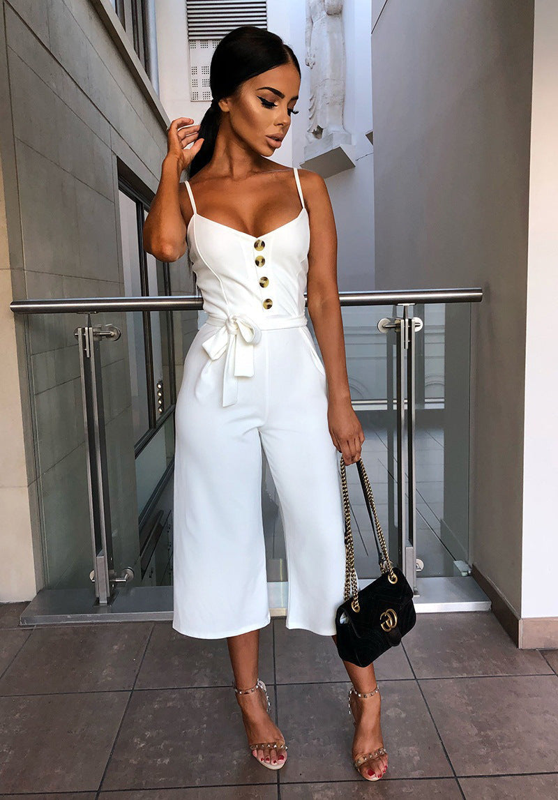 Elegant Commuter Backless Jumpsuit With Straps