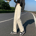High Waisted Straight Leg Floor Length Pants