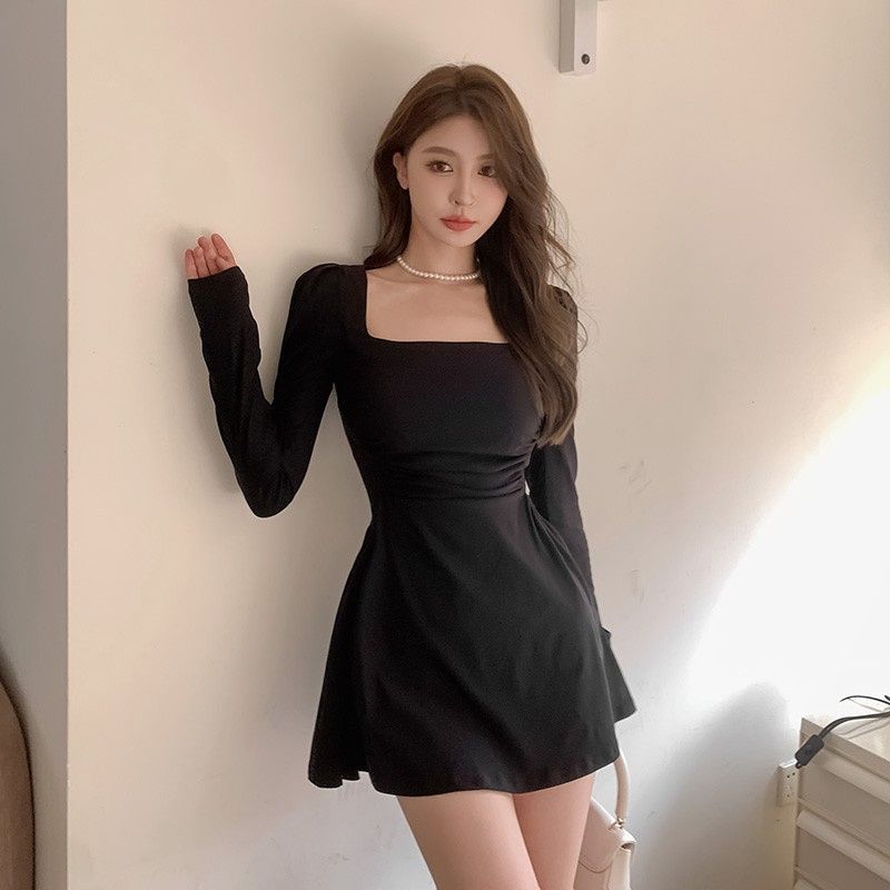 Elegant And Sexy Square-neck Dress For Women