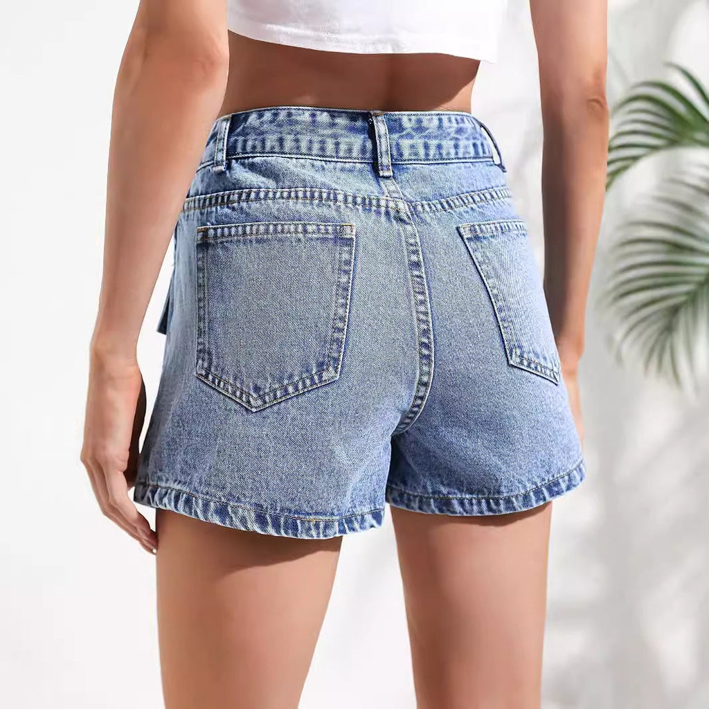 European And American-style Figure-flattering Asymmetrical Denim Skirt
